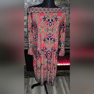 Studio One Elegant Multicolored Patterned Dress Size XL